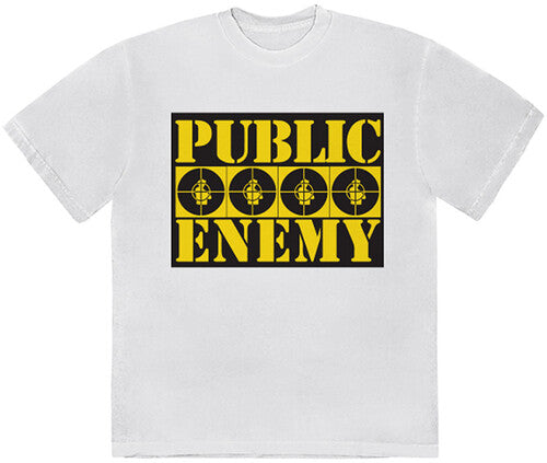 Public Enemy | Public Enemy 4 Logos White Unisex Short Sleeve T-shirt (Large) | Merchandise