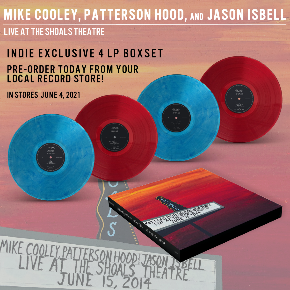 Jason Isbell, Mike Cooley, Patterson Hood | Live At The Shoals Theatre (Oversize Item Split, Indie Exclusive) | Vinyl